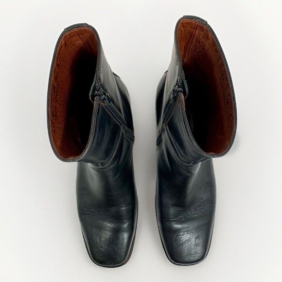 COLE HAAN Country Ankle Boots Black Square Toe Zipper Decorative Buckle SZ 9B - Picture 5 of 9